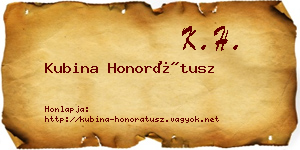 Kubina Honorátusz névjegykártya